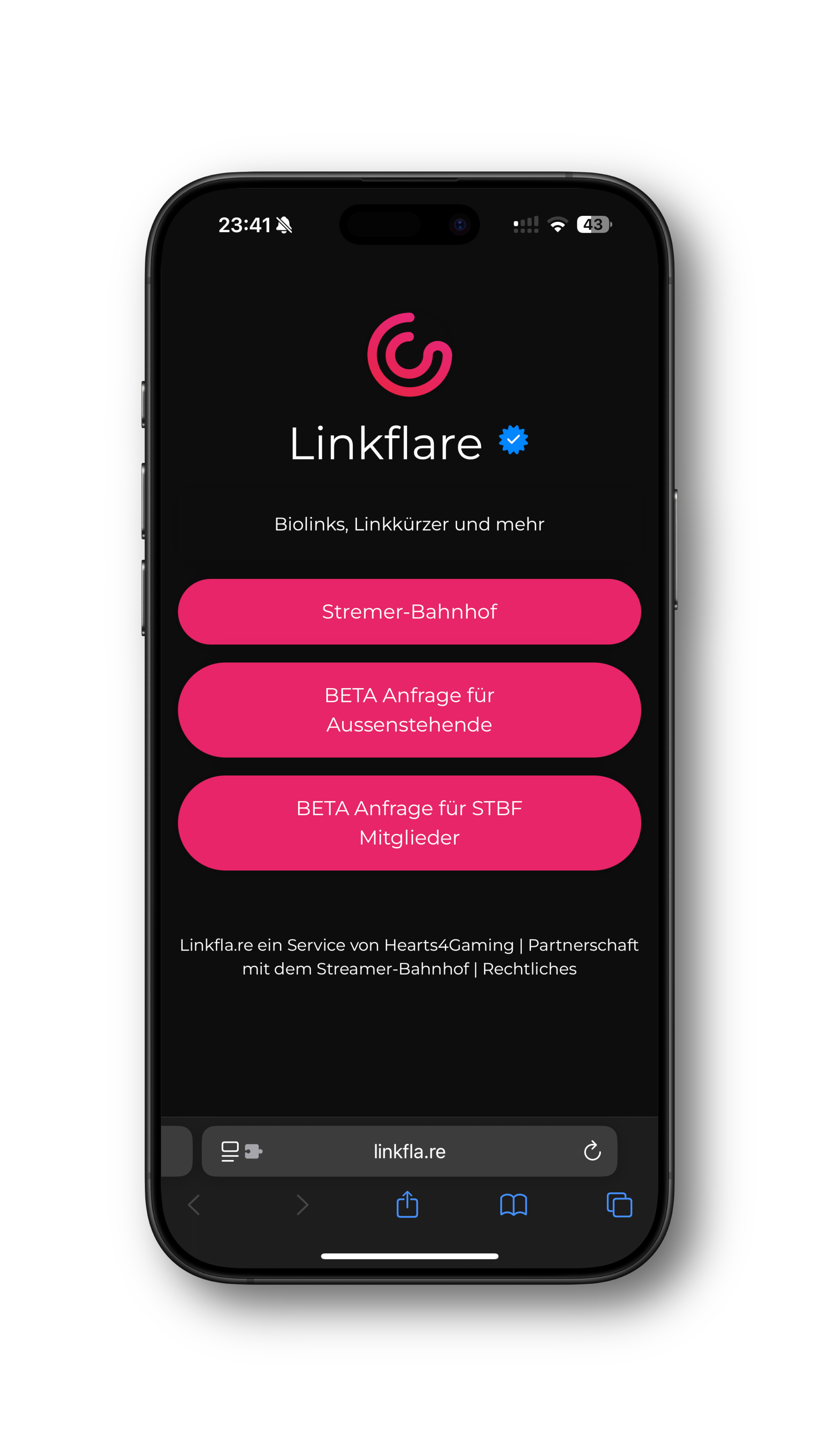 Screenshot of biolink page examples
